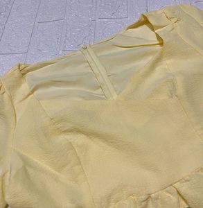 Yellow Puff Sleeve Dress