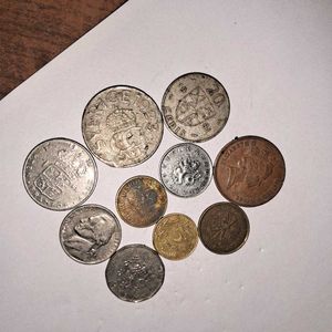 10 Vintage Foreign Coins