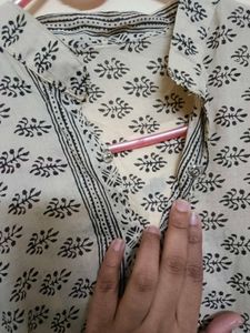 Cream Color Knee Length Kurta