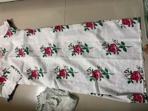White Printed Cotton Suit Set