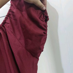 Burgundy Lace-Up Mini Dress