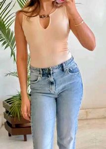 Bodysuit With Belt On Neck Line