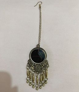 Oxidized Silver Maangtika