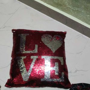 Square Double Shade Red and Silver  Pillow Cover