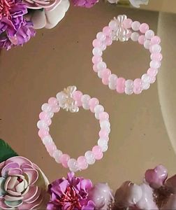 Pink &amp; White Beaded Bracelets