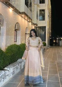double shade peach lehenga set