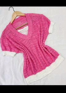 Pink V-Neck Knit Top