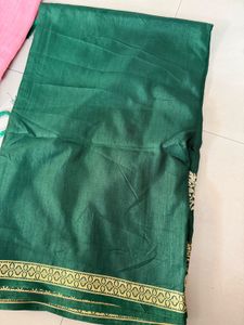Emerald Green &amp; Gold Floral Saree