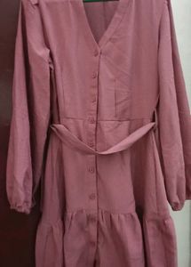 Belted Button-Down Dress