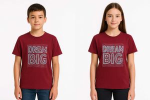 🧒 Trendy Maroon “Dream Big” T-Shirt for Boys/Girl