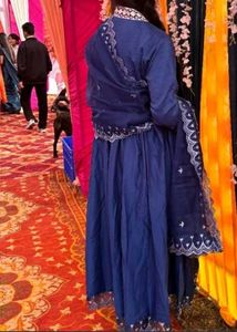 Partywear blue anarkali Trouser Dupatta Set 💙✨