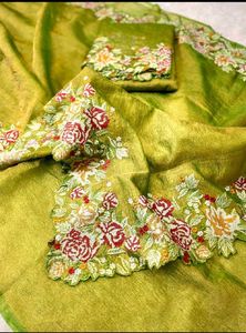 🔥 new  without tags banarasi tissue imbored sare�