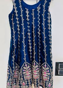 Elegant Embroidered Navy Blue Dress
