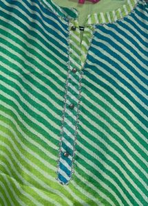 Lime &amp; Teal Striped Kurti Set
