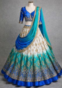 Elegant Blue & White Lehenga Choli
