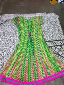 pink and green colour kurta
