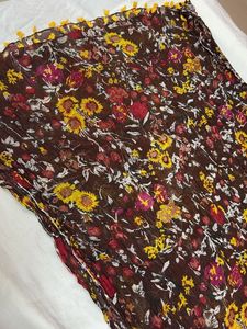 Brown floral dupatta