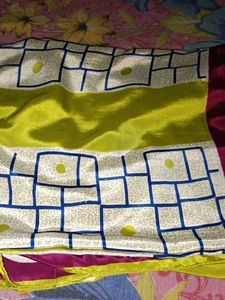 Leman Yellow With Mazanta Crape Saree For Sa