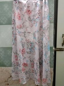 Floral High-Low Hem Maxi Skirt with Elastic Waist