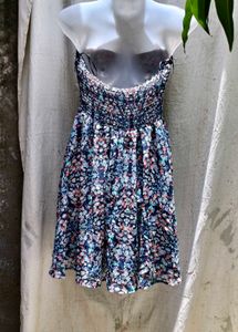 I. Floral Strapless Dress