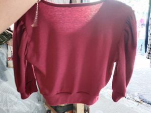 Red Colour Crop Top With Cute Caller