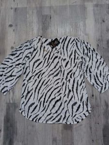 Zebra Print Top With Gold Chain Neck