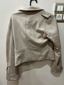Tan Cropped Suede Jacket
