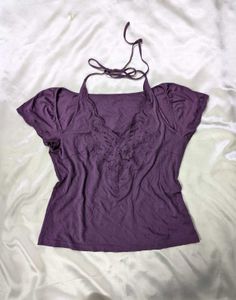 Butterfly Cutout Purple Tie Up Top 💜