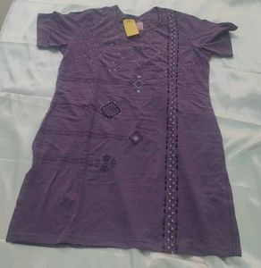 Purple Embellished T-Shirt Dress