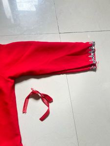 Red real Mirror Work Kurta