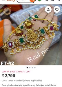 Gold Plated Elegant Lakshmi Devi green beads choke
