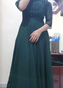 Elegant  Dark Green Maxi Dress xl gown Georgette