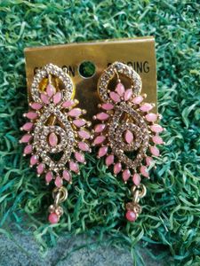 Elegant Pink & Gold Earrings