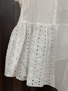 Nissie White Ruffle Eyelet Top