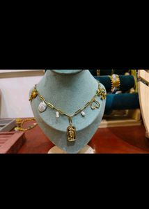 Kyle Charm Necklace,Ribbon-Wrapped Bangle