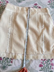 Tweed Cream Lace Korean Skirt