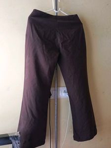 Brown Embellished Flare Pants