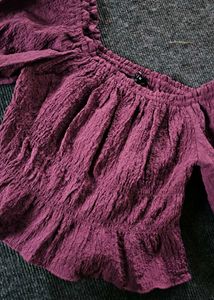 Purple Off-Shoulder Puff Sleeve Top