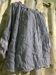 Blue Off-Shoulder Blouse