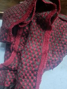 Burgundy &amp; Black Checked Scarf 1