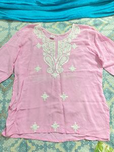 Pink Embroidered Tunic Top