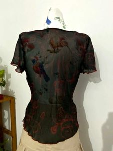 Black and red asymmetrical top