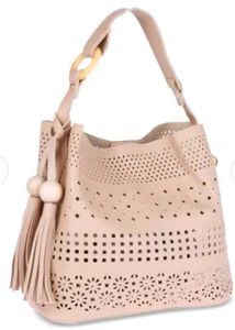 FUR JADEN Beige Textured Handheld Bag