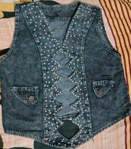 Denim Vest with Studs