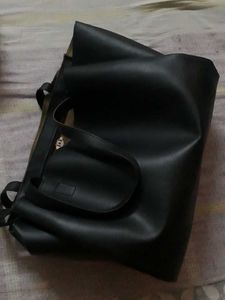Black Faux Leather  Bag