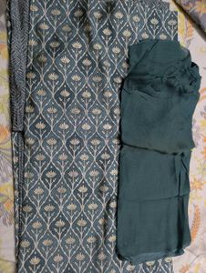 Unstitched Teal Kurta Set Dupatta