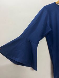 Stylish Navy Blue Bell Sleeve Top