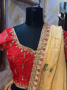 Red Pure Silk Handwork  Lehenga Choli