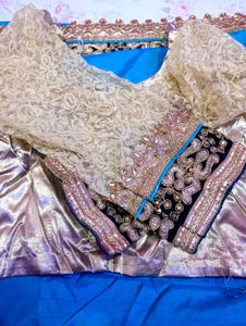Embroidery Saaree Blue With Two Sequence Blouse