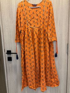 Orange Printed Kurta